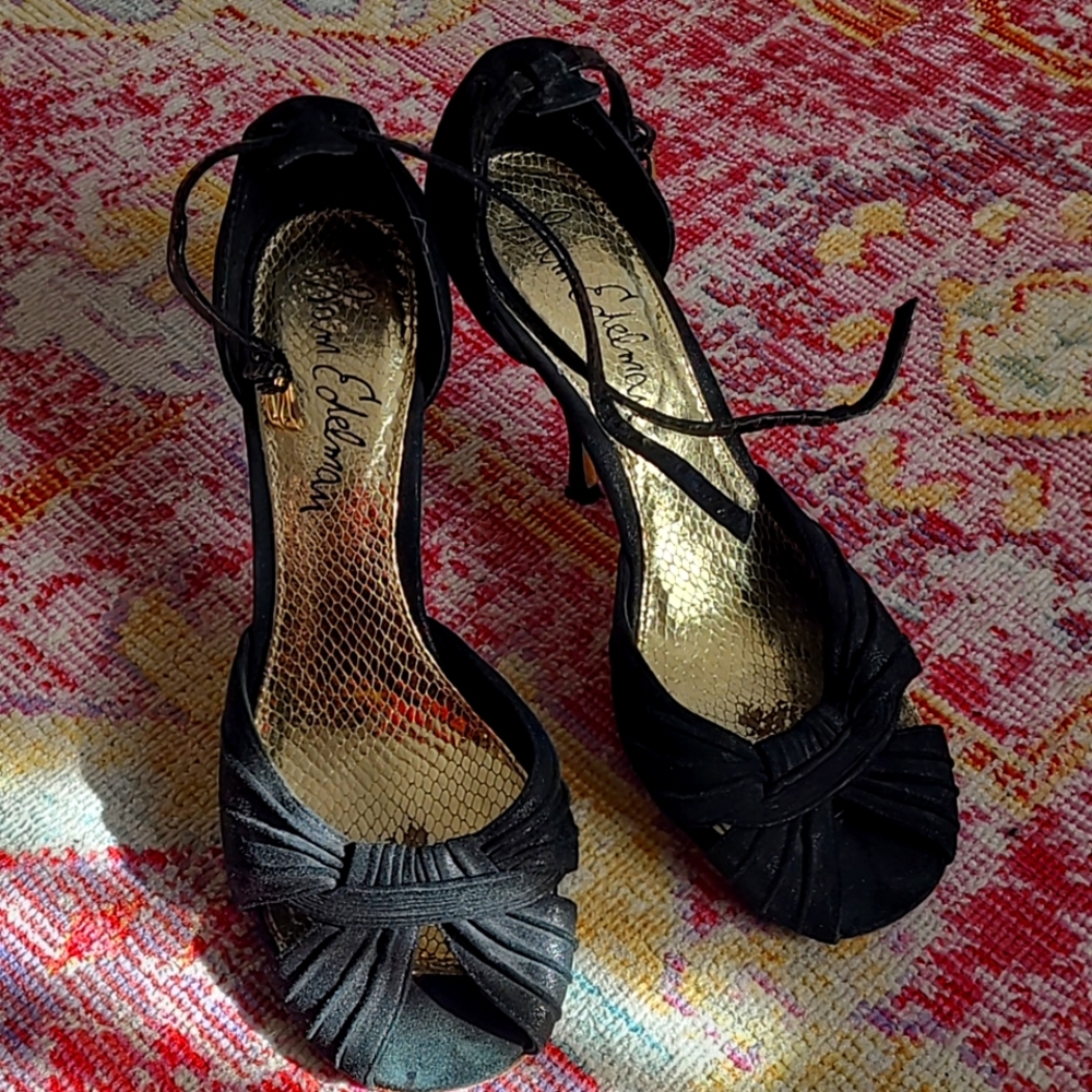 Black open toe heels - Dressy
